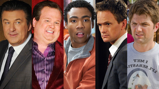 Donald Glover, Community, Adam Scott, Parks and Recreation, Neil Patrick Harris, How I Met Your Mother, Alec Baldwin, 30 Rock, Eric Sto Donald Glover, Community, Adam Scott, Parks and Recreation, Neil Patrick Harris, How I Met Your Mother, Alec Baldwin, 30 Rock, Eric Sto